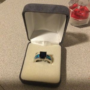 Blue fire sterling silver ring